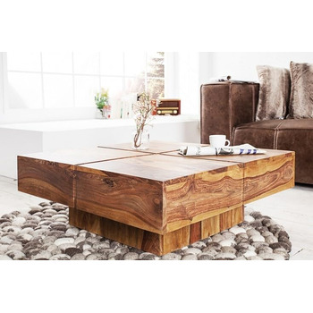 Дизайнерський журнальний столик з масиву дерева, болт, 70 см, оздоблення під камінь шишам, ручна робота