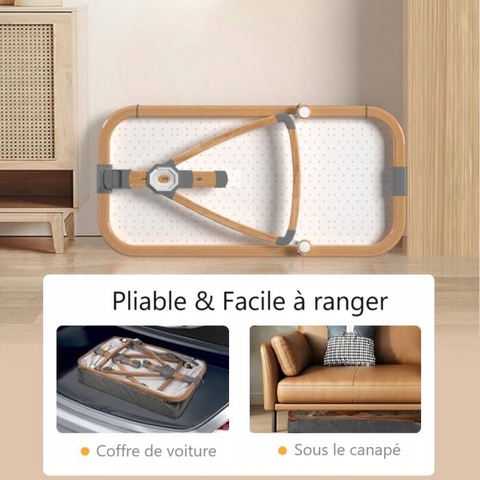 Дитяче ліжечко, безпечний сон, матрац з кокосового волокна, пеленальний столик, легко збирається та складається, портативне ліжечко для новонароджених (Woody)