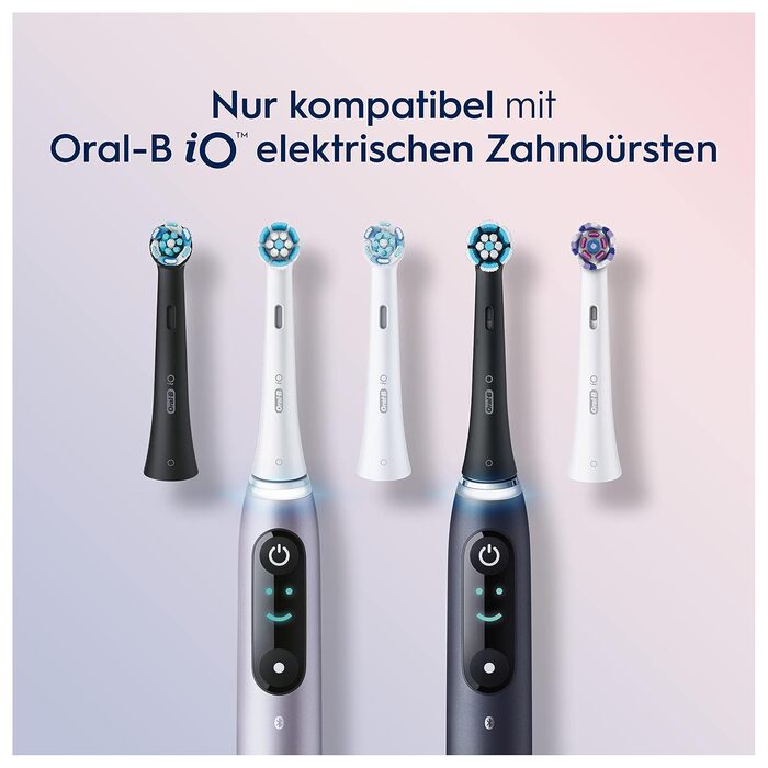 Щітки для делікатного чищення Oral-B iO для електричної зубної щітки, 6 шт. , дбайливе чищення зубів, насадка-щітка для зубних щіток Oral-B iO, упаковка, сумісна з поштовою скринькою, чорна