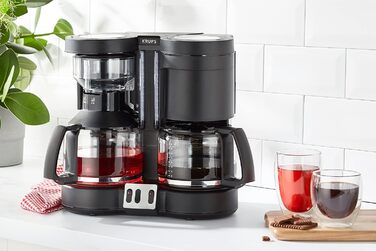 Подвійна кавоварка Krups KM8508 Duothek Plus Комбіавтомат Кава та чай 2 x 10 чашок 2 незалежні системи заварювання Чорний