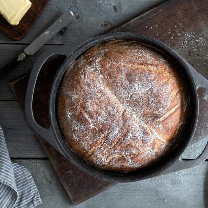 Кокотниця з кришкою - чавунна каструля-жаровня для запіканки індукційна - 24 см кругла, 4 л - сіра. 24 см сіра