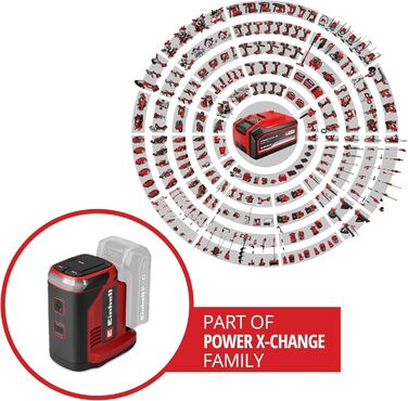 Акумуляторна зарядна станція Einhell TC-ES 18/150/1 Li-Solo Power X-Change (18 В, компактний інвертор, підключення 230 В, порт USB-A та USB-C для заряджання, без акумулятора)