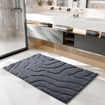 Нековзний килимок для ванної, який можна прати, кольору Vulcanic Grey з підкладкою з TPR, м&39якою мікрофіброю та позачасовим дизайном