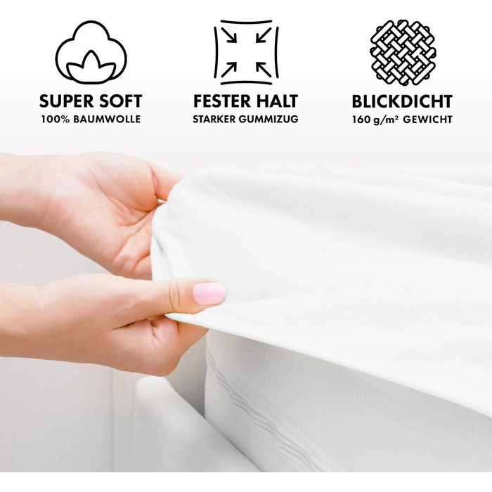 Джерсі Простирадло Приталений Простирадло Бавовна (Топпер 180-200х200 см, Білий) ТОППЕР 180-200х200 см Білий
