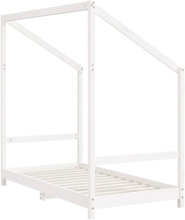 Дитяче ліжко, біле, 80x160 см, виготовлене з масиву сосни з міцним каркасом та повітропроникними фанерними ламелями для гарної підтримки - , 165,5 x 85,5 x 158 см, біле