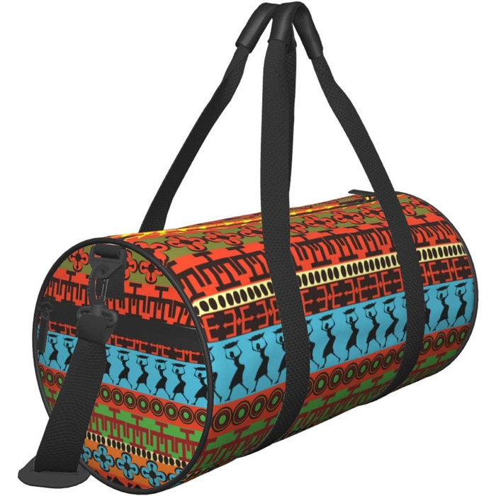Спортивна сумка, дорожня сумка, з африканським принтом, чорна, універсальний розмір
