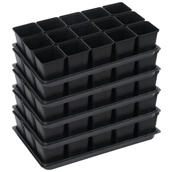 Горщики для розсади Tymar 15 шт. з блюдцями, квітковий горщик з лотками для посадки, з лотком, лотки для перенесення (горщики для розсади 9x9 блюдця, 5 шт.) 5 горщиків для розсади 9x9 блюдця