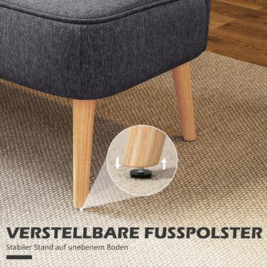 Місний диван HOMCOM, невеликий двомісний диван з лляним виглядом, сучасний м&39який диван для вітальні, спальні, невеликого простору, темно-сірий, 117 x 56,5 x 77 см, 2-