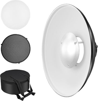 Металевий відбивач Soonpho Beauty Dish, 30 см, рефлектор Bowens Mount з чорною стільниковою сіткою, білий дифузор і сумка для зберігання, фотостудія, рефлектор стробоскопа, сумісний з NEEWER