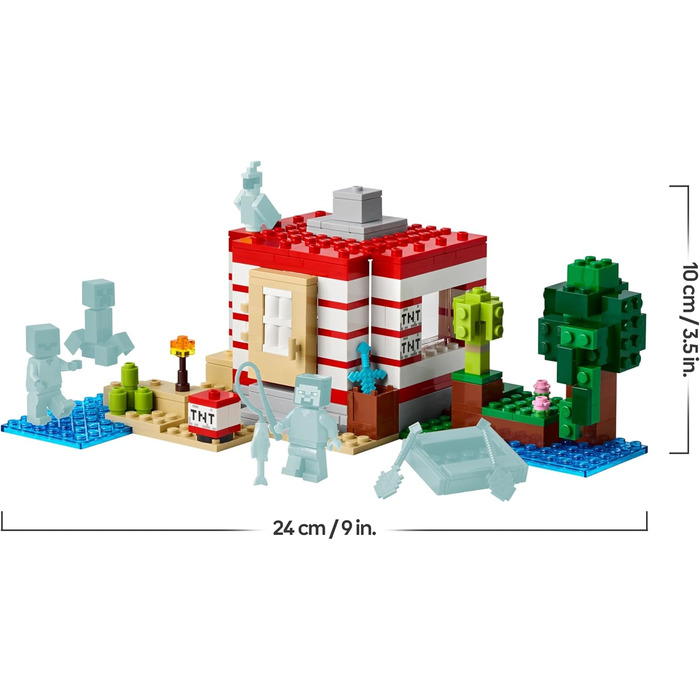 Будинок у джунглях TNT - Іграшка для дітей - Інтерактивний ігровий набір з мініфігурками човна, Стіва, Кріпера та зомбі - Ігровий подарунок для дівчаток та хлопчиків віком від 8 років - 21275