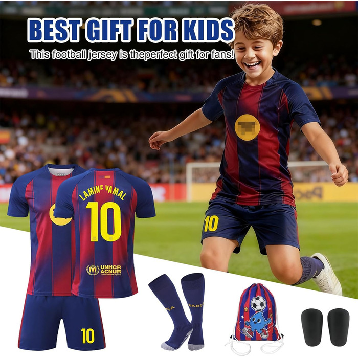 Комплект футбольної майки для дітей, домашня майка, футбольна майка для чоловіків та хлопчиків, тренувальна футбольна майка, футбольна футболка, шорти, шкарпетки та щитки для гомілок (24 B)