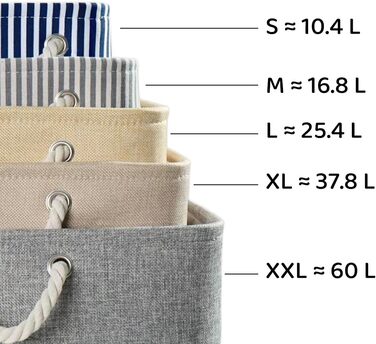 Тканиновий кошик для зберігання Mangata для шафи, різні розміри та кольори, полиці-кошики, коробка для зберігання, 4 шт. (сірий, великий) сірий L-4 шт.
