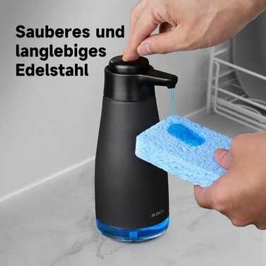 Дозатор мила з нержавіючої сталі, дозатор рідкого мила 470 мл, дозатор мила для миття посуду для кухні чорний, 1062