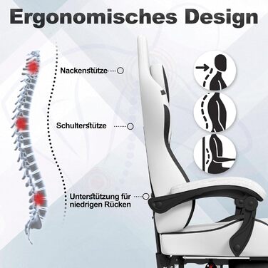 Геймерське крісло з вібраційним масажем та підставкою для ніг, ергономічне кіберспортивне крісло з підголівником та підлокітниками, офісне крісло, регульована висота до 135 кг, біле бавовняне льонне крісло