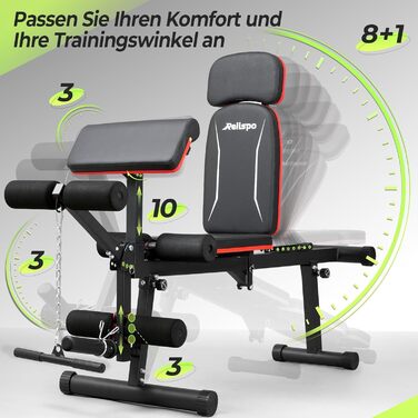 Покращена регульована лава для силових тренувань, 9 положень спинки та складна, похила лава вантажопідйомністю 550 кг, фітнес-лава для силових тренувань усього тіла та високих чоловіків