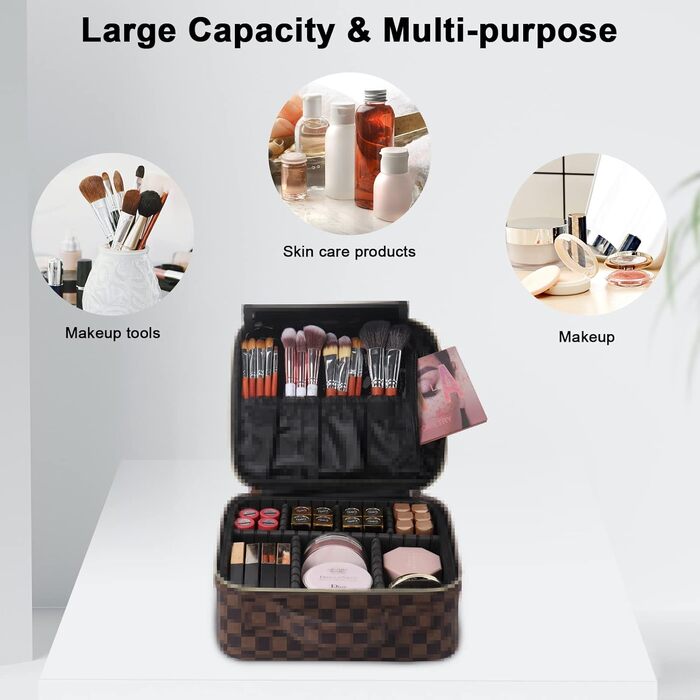 Косметичний футляр для зберігання косметики з регульованими відділеннями для косметичних пензликів для макіяжу Туалетні приналежно