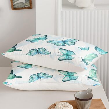Ковдра QOOMO метелик, двоспальне ліжко, комплект дитячої постільної білизни з метеликами, 3-секційна, друкована ковдра з 2 наволоч