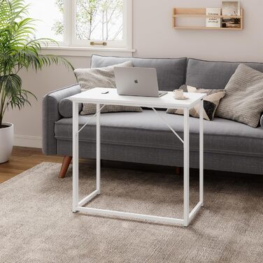 Складаний стіл Dripex, Складаний стіл 80 x 46 x 74 см, Невеликий складний комп&39ютерний стіл, Компактний стіл для домашнього офісу, кабінету, ПК (Білий - Потрібне складання)