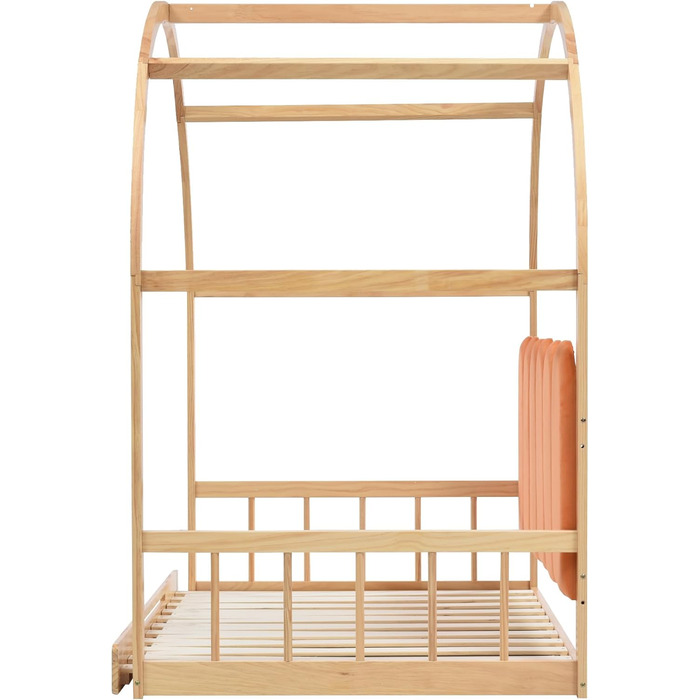 Дитяче ліжко, висувне дерев'яне ліжко з рейковим каркасом, розсувне ліжко денний ліжечко, ліжко зі склепінчастим дахом, оксамитові