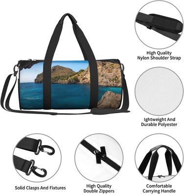 Спортивна сумка для фітнесу та подорожей з принтом Арка Мальорки, чорна, універсальний розмір