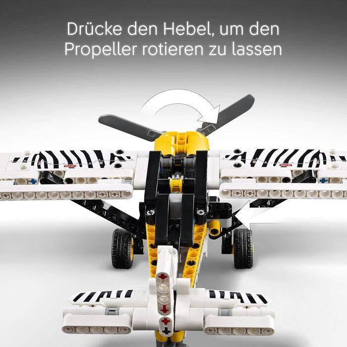 Пропелерний літак LEGO Technic, іграшка-літак для дітей, подарунок для хлопчиків і дівчаток віком 8, модель літака з обертовим пропелером і 4-циліндровим поршневим двигуном 42198