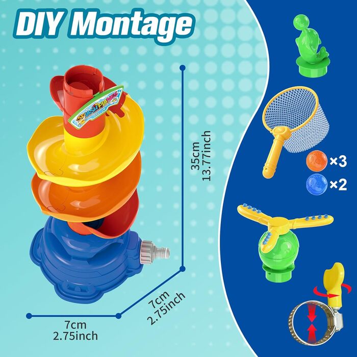 В-1 водні іграшки дитячі іграшки на свіжому повітрі, задній двір м'яч доріжка спринклерна іграшка, патіо, газон спринклерні дитячі водні іграшки на свіжому повітрі ігри для 3 5 6 8 9 років хлопчик і дівчинка 3-в-1 м'яч доріжка, 3-