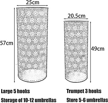 Підставка для парасольок TEmkin, підставка для парасольок Залізний будинок Готель Відро для парасольок з гачком Може зберігати 10 12 парасольок 20,5 * 49 см Feito NA China (20,5 * 49 см) 20,5 * 49 см