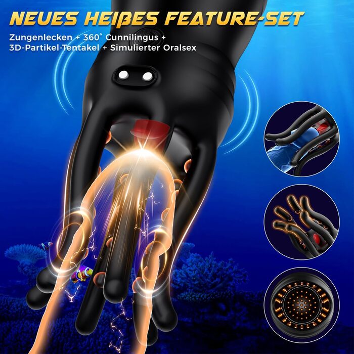 Мастурбатор DVG для чоловіків, чорний, з функцією оральної стимуляції, язичком, 10 режимів вібрації