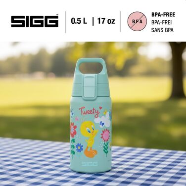Дитяча пляшка для води з нержавіючої сталі - Shield One - Підходить для газованих напоїв - Герметична - Легка як пір&39їнка - Без BPA - 0,5 л Tweety