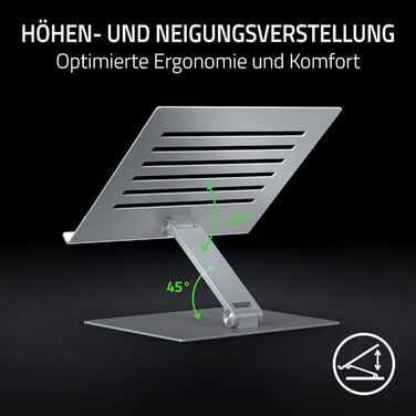 Підставка для ноутбука Razer - Регульована алюмінієва підставка для ноутбуків до 18 дюймів (регулювання висоти та нахилу, міцна конструкція, вентильований дизайн) Mercury - Біла