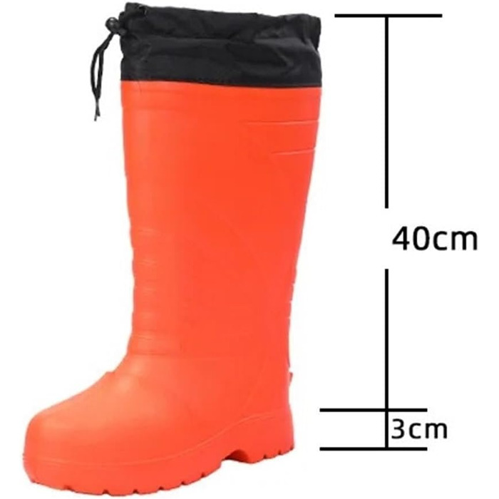 Чоловічі гумові чоботи до коліна, водонепроникні, з EVA, теплі, захисне взуття для використання на вулиці, гумові чоботи для активного відпочинку, риболовлі, помаранчеві, розмір 43 EU