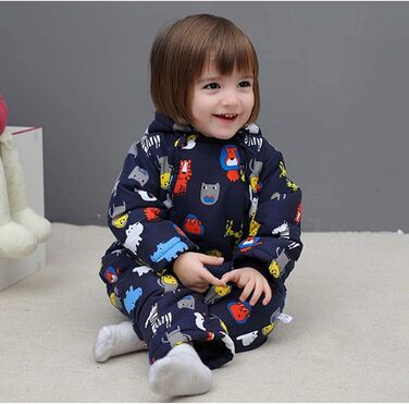 Дитячий зимовий комбінезон з капюшоном, зимовий костюм з рукавичками та пінетками, комплект теплого одягу для дівчаток та хлопчиків, 24-36 місяців () F