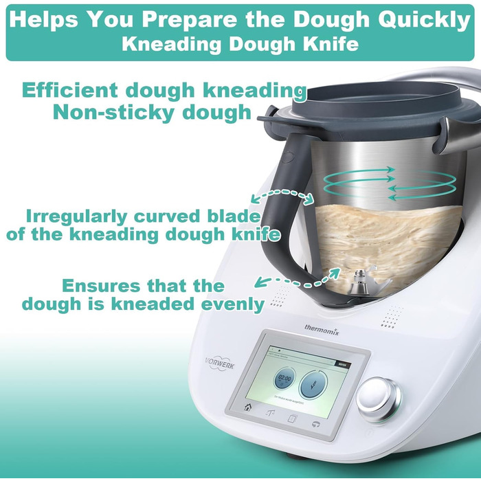 Ніж для тіста Inwee для Thermomix, змінні аксесуари для ножа блендера, що підходять для Thermomix TM6, TM5, TMF, ніж тістоміса з нержавіючої сталі, без залишків тіста та забруднення брудом, швидке очищення ножа для тіста TM5 і TM6