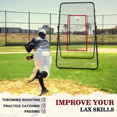 Волейбольна сітка LIANTRAL 2,2 × 1,2 м – тренувальне обладнання з зоною відбивання для лакросу, бейсболу та вправ, регульована для заднього двору, приміщення чи вулиці, чорна