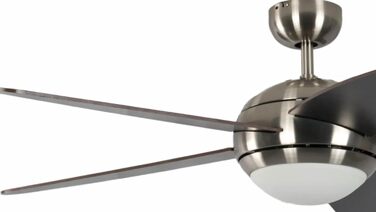 Стельовий вентилятор Pepeo з підсвічуванням і пультом Melton, корпус нікель, колір лопатей Wanaque / коричневий, 132 см, для приміщень до 25 м