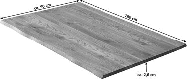 Стільниця SAM 180x90 см Сіетл, масив дуба, стильна плита з натуральним краєм, унікальний виріб з дикого дуба 180 x 90 см дикий дуб 26 мм