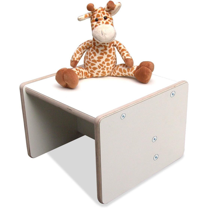 Двосторонній табурет - білий 2 кріплення 2-й вибір Стілець Монтессорі Дитяча лавка Дитяча лавка Табурет зроблений майстрами білий