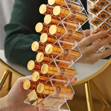 Секційний акриловий органайзер для зберігання помади, органайзер для блисків для губ, тримач для помади, органайзер для макіяжу, тримач для помади для туалетного столика у ванній кімнаті, 2-