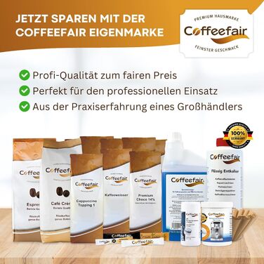 Таблетки для чищення кавомашини Coffeefair, 100 шт. x 1,3г, універсальні, інтенсивні та безпечні для матеріалів, оптимальна альтернатива таблеткам WMF