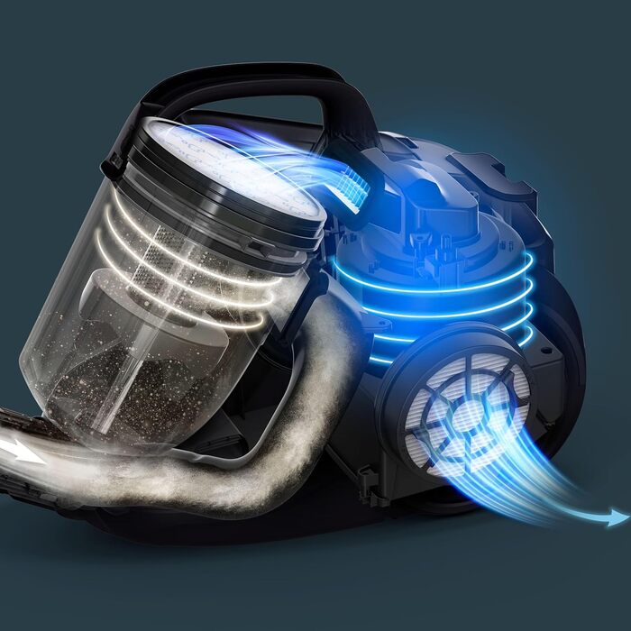 Пилосос без мішка 900 Вт 77 децибел 1,2 л Білий мішок для пилу 1,2 л, 2917