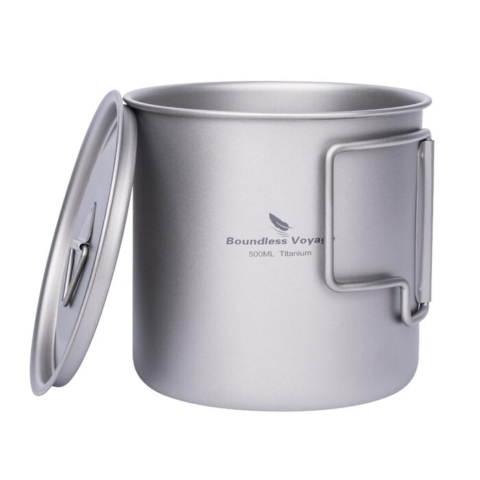 Титанова одношарова чашка для чаю та кави Boundless Voyage, портативний посуд для напоїв на відкритому повітрі, 220 мл, 350 мл, 500 мл (Ti3059D-500ml)