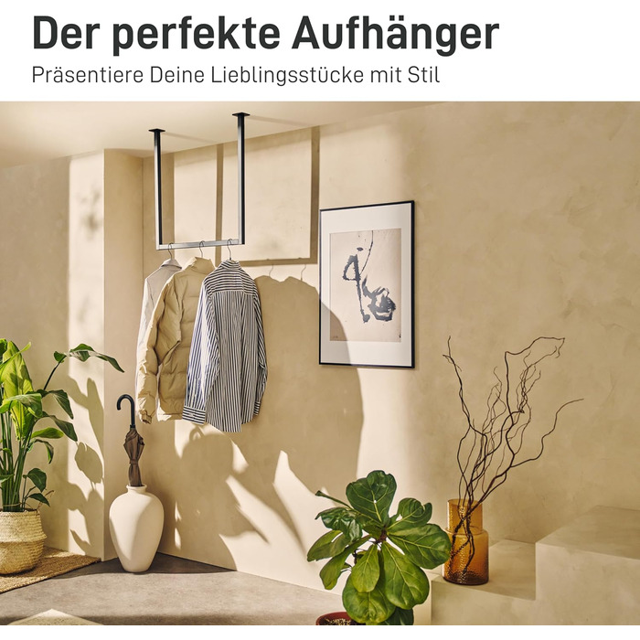 Прямокутна вішалка для одягу, U-подібна, настінна, для ванної кімнати, коридору, кухні, вкл. монтажні елементи (дюбелі та шурупи), порошкове покриття, стійка до іржі (60 см x 90 см, білий) 60 см x 90 см білий