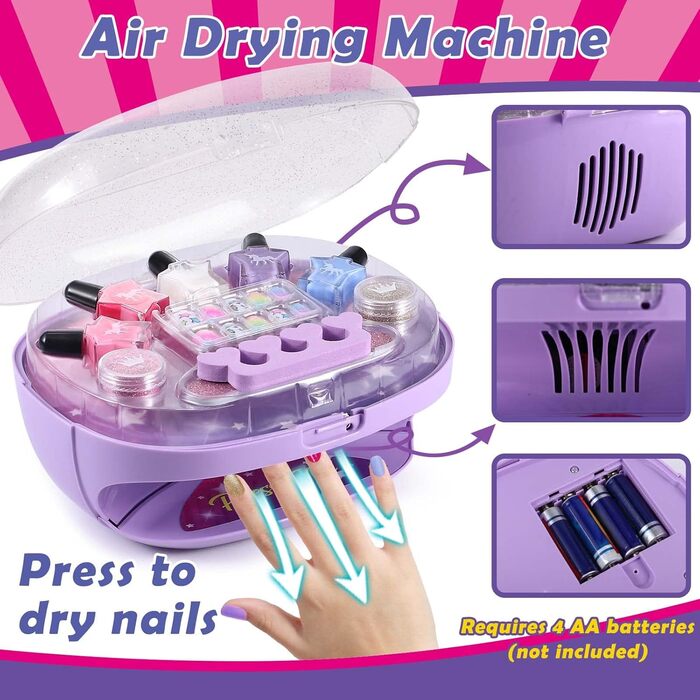 Студія нігтів Tacobear для дівчаток 6-10 років - сушарка для нігтів, лак для нігтів, що знімається, наклейки для нігтів, набір для дизайну нігтів, манікюр - подарунок на день народження