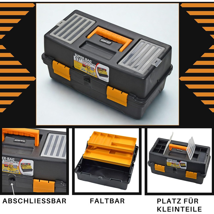 Ящик для інструментів - Порожній ящик для рибальських снастей 17&39 - Складаний та розкладний, 2 рівні - Органайзер та ящик для сортування дрібних деталей - Ящик/ящик для зберігання рибальських снастей - для шкантів, цвяхів, рибальських аксесуарів