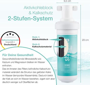 Набір фільтрів для води staysafe ANTIKALK, включаючи безкоштовні аксесуари Гранулят захисту від вапняного нальоту виробництва Німеччини Фільтр для води під раковиною проти забруднюючих речовин у водопровідній воді Швидко встановлюється фільтр для води від