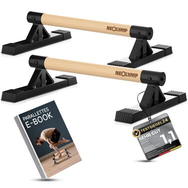 Набір з 2 дерев&39яних ручок для віджимань NEOLYMP, що не зачіпають зап&39ястя, з вправами для калістеніки - виготовлені вручну паралети, турнік для віджимань, ручки для стійки на руках, бруси для віджимань, обладнання для калістеніки, низькі паралети