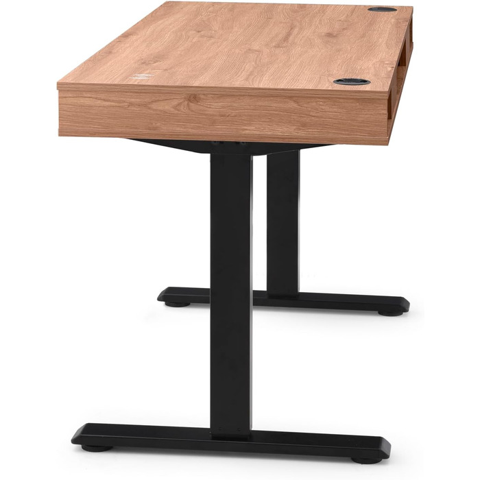 Робочий стіл у стилі Worktime 120x60 см Робочий стіл з електричним регулюванням висоти, функцією пам&39яті, зворотним відліком часу стоячи, USB-хабом, шухлядою та відділеннями для зберігання, дуб/чорний
