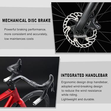 Шосейний велосипед KABON Carbon Gravel, рама T800 з вуглецевого волокна 700C з 18 передачами, інтегроване кермо, дискові гальма для чоловіків/жінок, колір Chameleon Blue 56 см