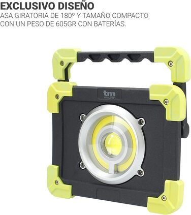 Портативний робочий ліхтар TM Electron TMTOR020 з надяскравим світлодіодним COB-світлодіодом 20 Вт та зовнішнім акумулятором 4000 мАг 20 Вт зовнішній акумулятор