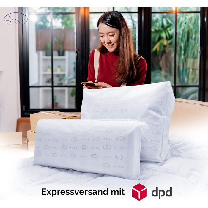 Розкішна 3-камерна подушка Aura 80 x 80 см, середня, зовнішній матеріал 90 високоякісний угорський пух I класу, внутрішній матеріал гусяче пір&39я, Oeko-Tex 100, ексклюзивний чохол зі 100 бавовни. Пухова подушка 80 x 80 середня